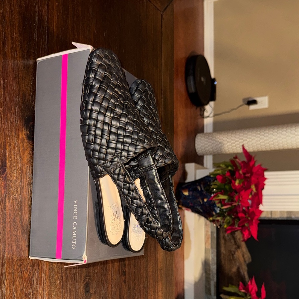 Vince Camuto Black Woven Mules